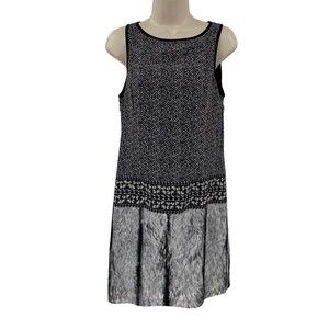 Michael Kors Dress Small Shift Sleeveless Round Neck Black White Cain Link Print